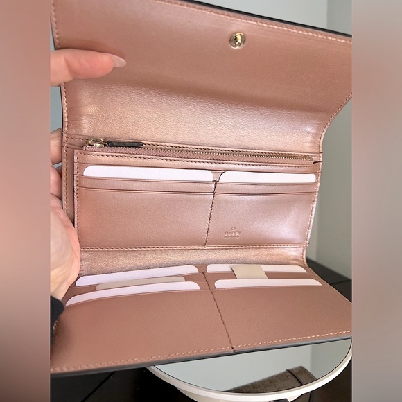 GUCCI Valentine GG Guccissima Continental Trifold Enamel Pink Leather Wallet - Picture 6 of 15